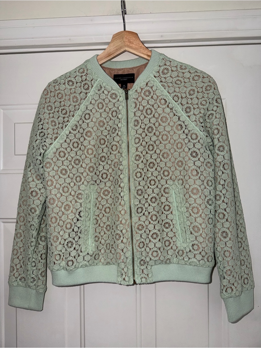 Victoria Beckham for Target Mint Lace Bomber Jacket. Sz. XL